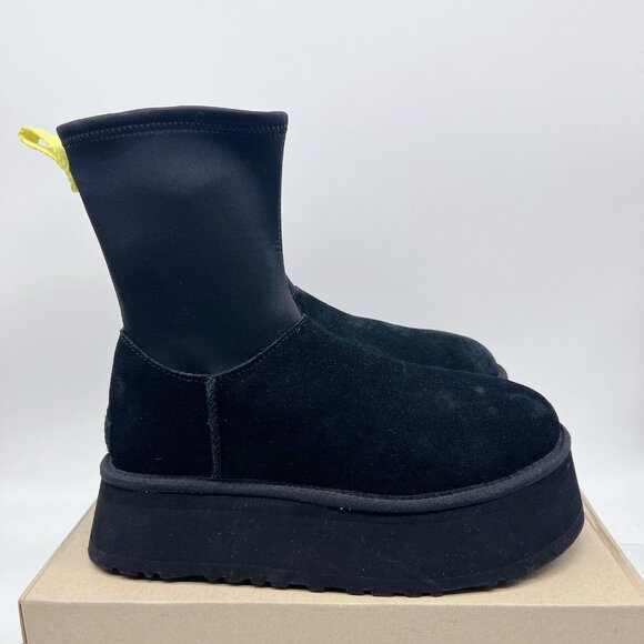 UGG WOMEN'S CLASSIC DIPPER Platform SUEDE SHEARLING LINED BOOTS Black US 9 - Picture 3 of 14